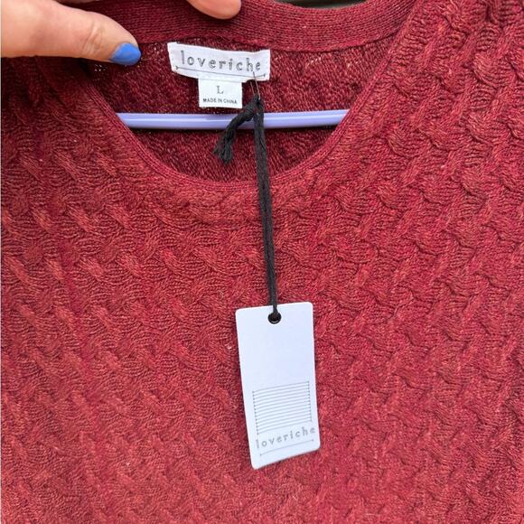 💚SALE: NWT Love Riche size L Cable Knit Sleeveless Wool Blend Dress - Rust Red - Picture 3 of 13